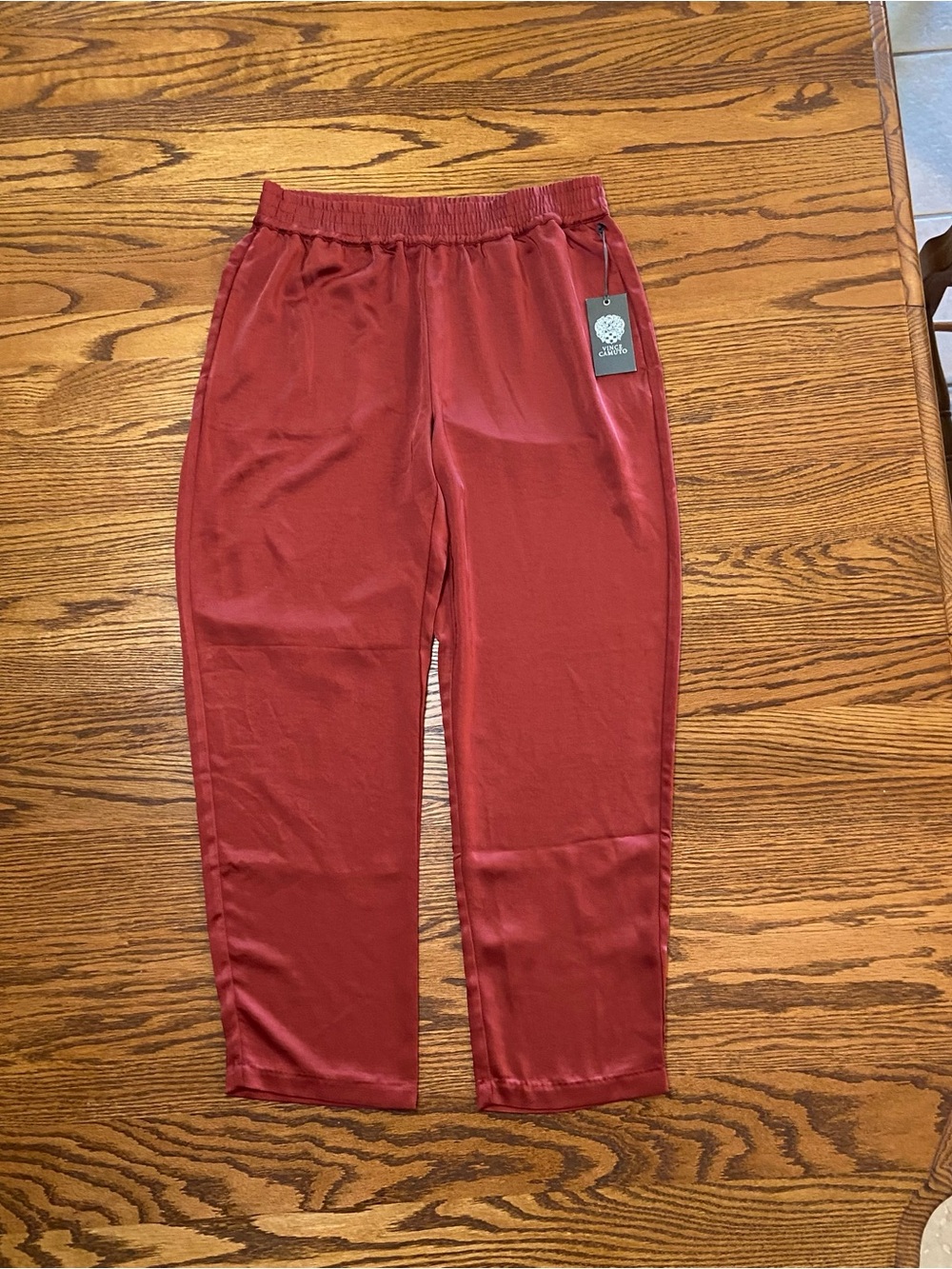 NWT Vince Camuto Satin Wide Leg Pants Island Oasis Size Small Color Chili oil
